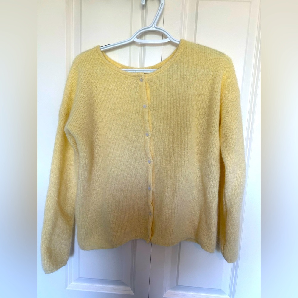 Sezane Gaspard Cardigan in butter yellow